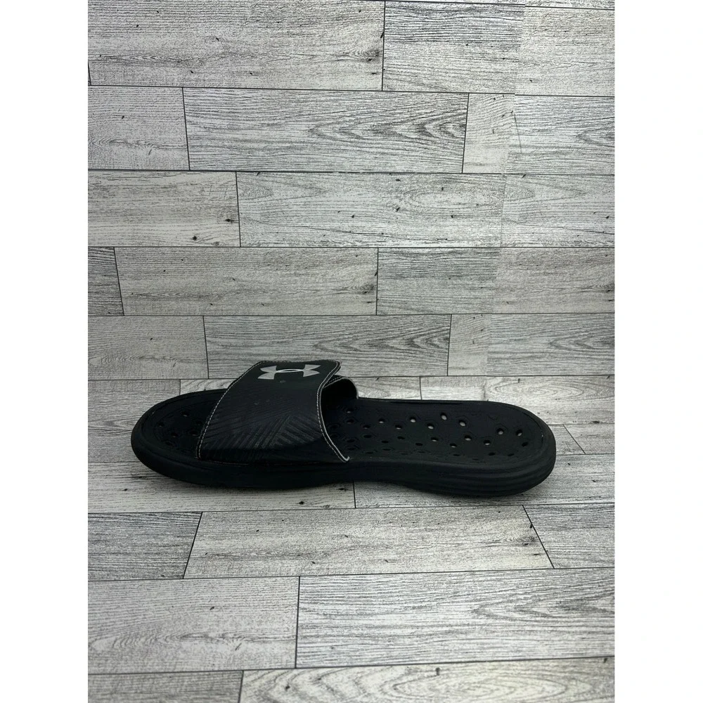 Under Armour Ignite V Mens Black White Slide Sandals 1248165-002 Size 9